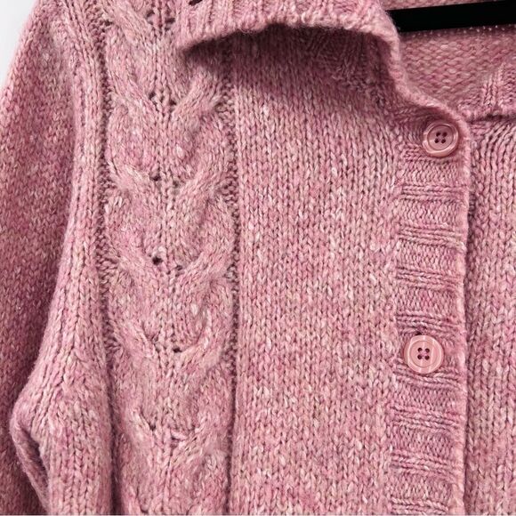 L. L. Bean Sweater Cardigan Pink Knit Wool Cotton Size M - Picture 3 of 5